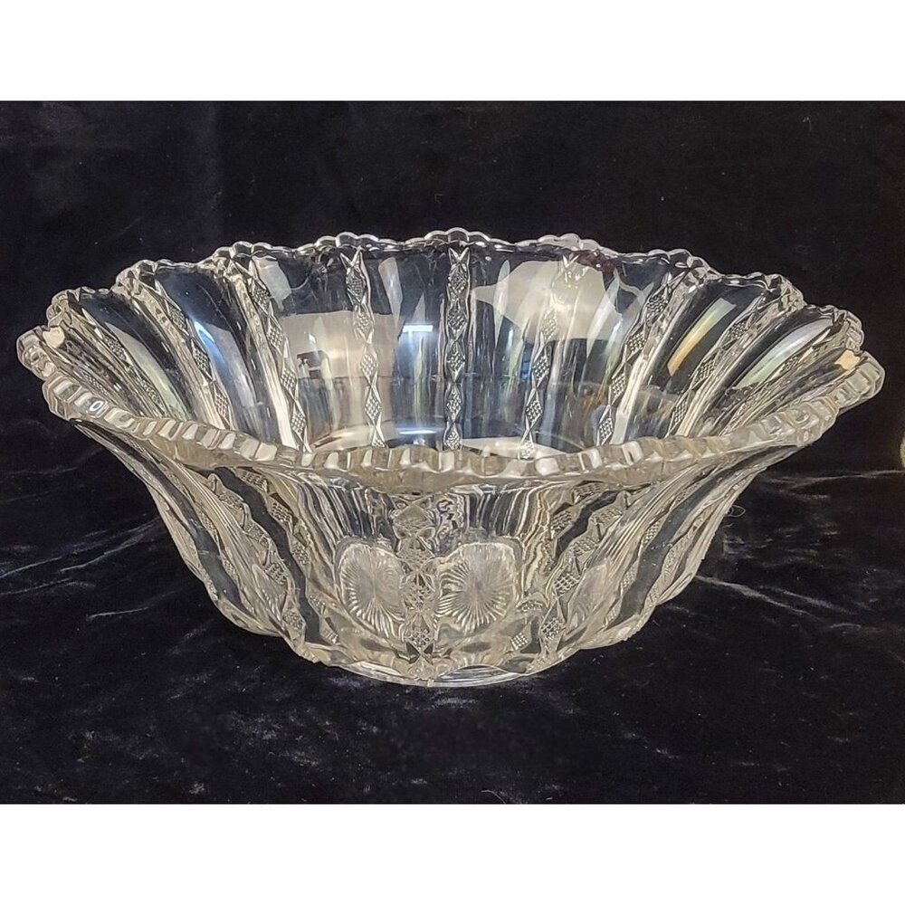 Vintage 1940s Bryce Higbee Pressed Glass Serving Bowl